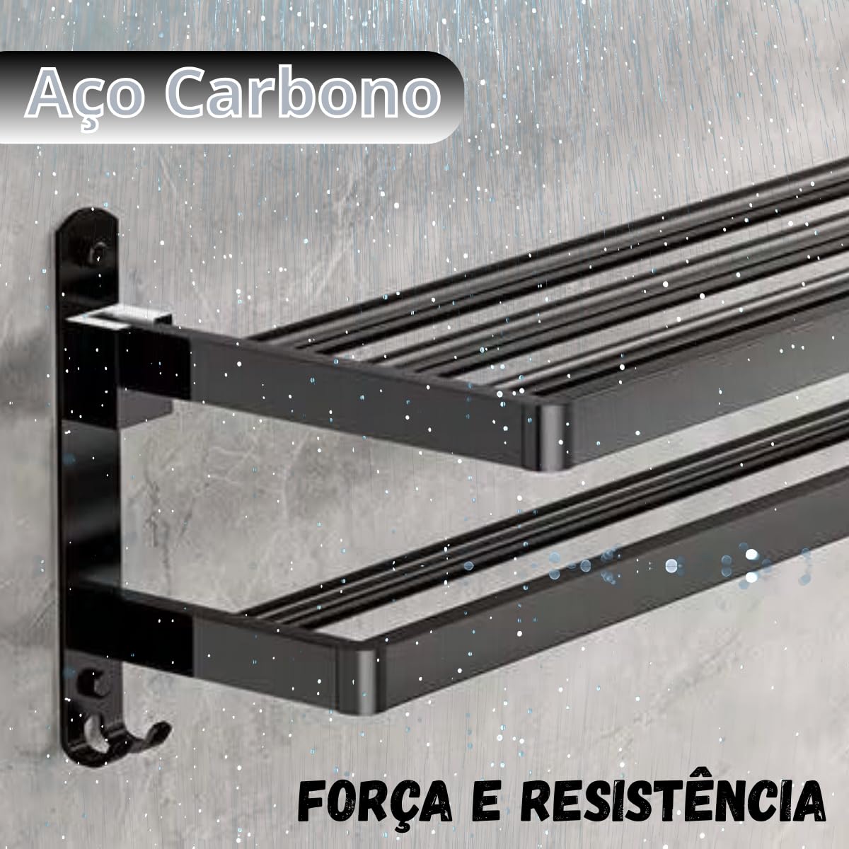 Toalheiro, Porta-Toalhas, Suporte Reforçado Dobrável 90° – Design Moderno e Versátil para Banheiro e Qualquer Ambiente da Casa