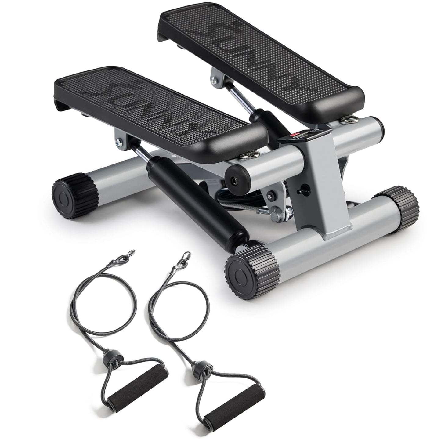 Sunny Health & Fitness Mini Stepper para Exercícios em Casa, Máquina de Treino de Degraus com Faixas de Resistência, Equipamento Cardiovascular de Corpo Inteiro com Monitor LCD