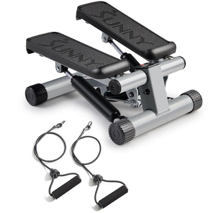 Sunny Health & Fitness Mini Stepper para Exercícios em Casa, Máquina de Treino de Degraus com Faixas de Resistência, Equipamento Cardiovascular de Corpo Inteiro com Monitor LCD