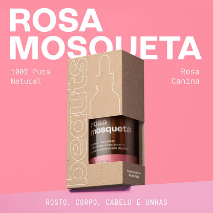 Óleo de Rosa Mosqueta - Puro, Uniformizador, Hidratante e Antioxidante - Para Manchas, Rugas, Estrias e Melhor Elasticidade - Uso Facial, Oleo Corporal e Cabelos - 100% Pura Natural Vegano - 30 mL Beauts