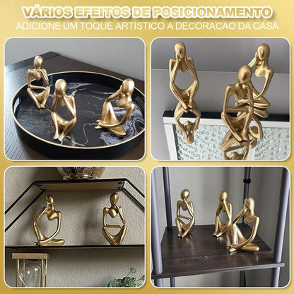 Esculturas de Arte Abstrata, Decoração Abstrata Moderna na Prateleira, Decoração de Casa Estátua de Pensador, Conjunto de 3 Esculturas de Pensador, Arte Abstrata Escultura Conjunto