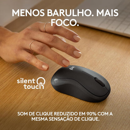 Mouse Sem Fio Logitech M240 com Conexão Bluetooth, Clique Silencioso, Design Ambidestro Compacto, Bateria de 18 Meses, Compatível com Windows, macOS, ChromeOS - Preto