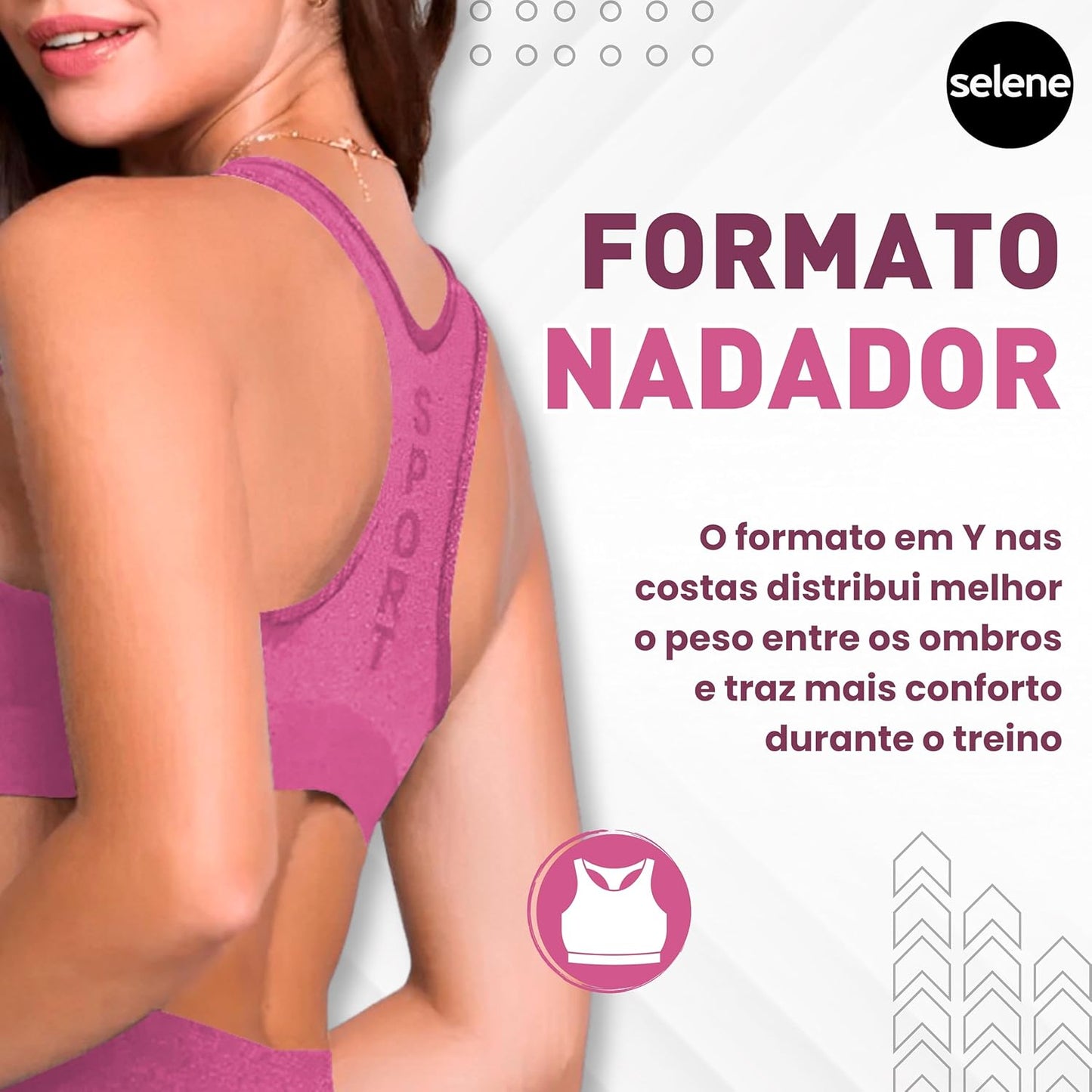SELENE Top Academia Treino Fitness Microfibra sem Costura de Poliamida, Rosa Mescla, M