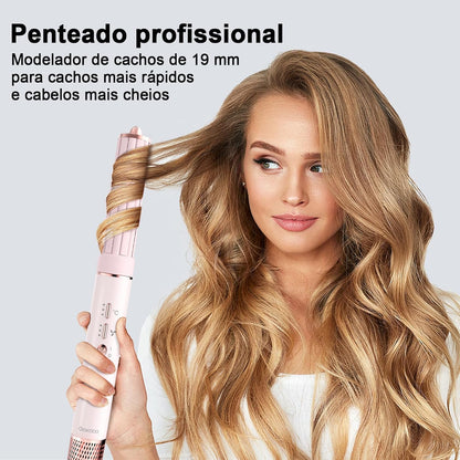 GOKOCO Secador de Cabelo 5 em 1 Conjunto, Escova Secadora 1400W Alta Velocidade 110000 Rpm, Kit Modelador Liso e Cacheado com Bocal Magnético 127Volt e 110Volt, Rosa
