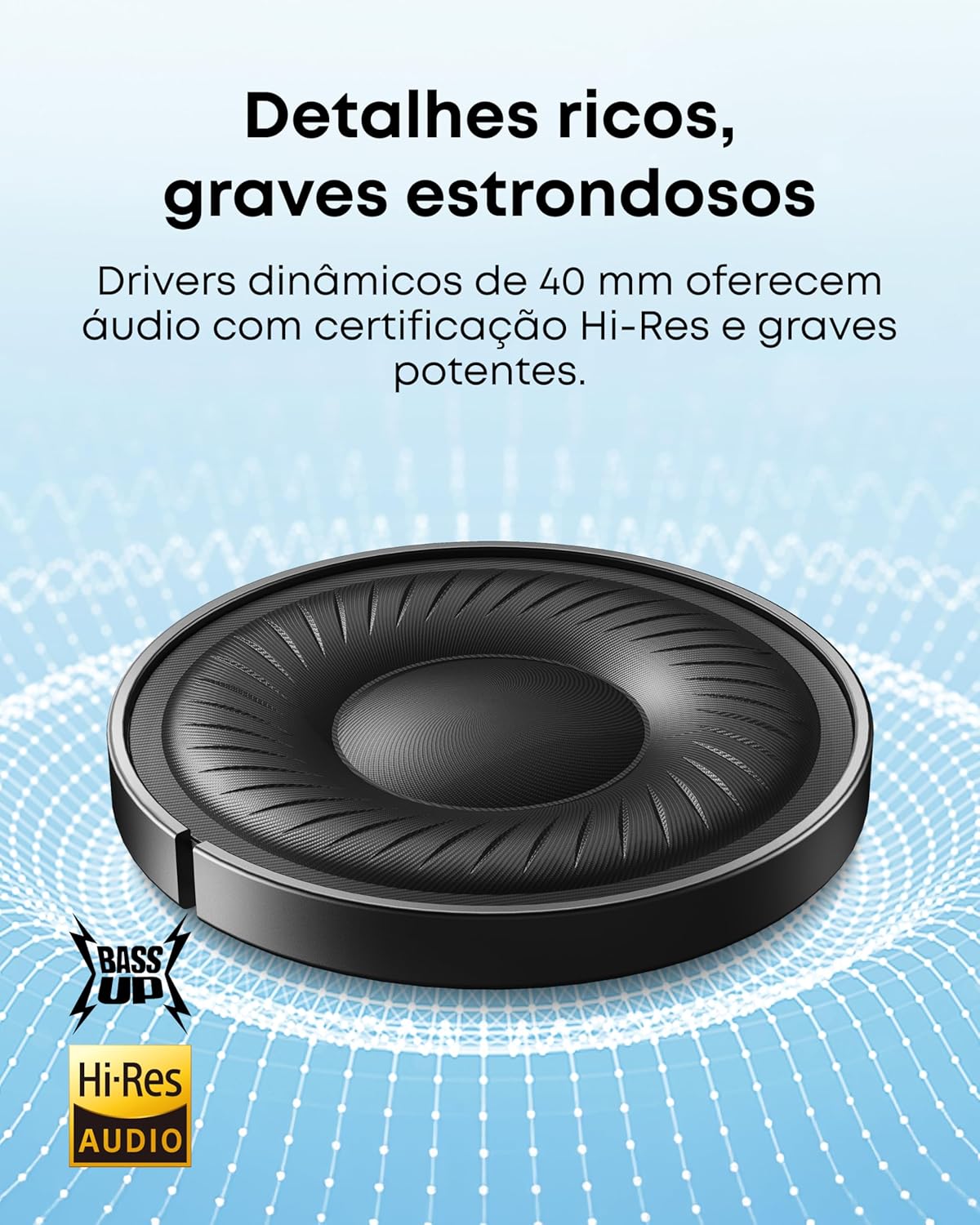 soundcore Q20i da Anker, Fone de Ouvido Bluetooth com Cancelamento de Ruído Híbrido Ativo, Headphone Sem Fio, 60h Bateria, Áudio Hi-Res, Graves Potentes, App Personalização, Modo Transparência, Preto