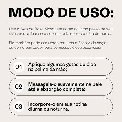 Óleo de Rosa Mosqueta - Puro, Uniformizador, Hidratante e Antioxidante - Para Manchas, Rugas, Estrias e Melhor Elasticidade - Uso Facial, Oleo Corporal e Cabelos - 100% Pura Natural Vegano - 30 mL Beauts