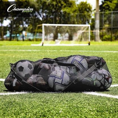 Champion Sports Bolsa de viagem de malha com zíper e alça de ombro ajustável - Bolsa de ginástica multiuso de 38 cm x 91 cm para equipamentos, equipamentos esportivos, lavanderia - Bolsa de viagem e