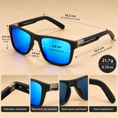 Óculos de Sol Esportivo Quadrado Polarizado UV400