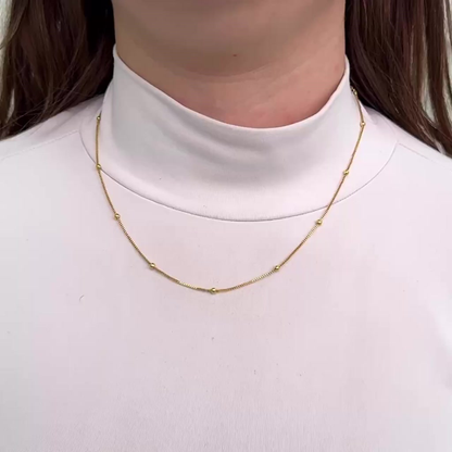 Colar Feminino Com Bolinhas Douradas Banhado a Ouro 18K- D France Semijóias