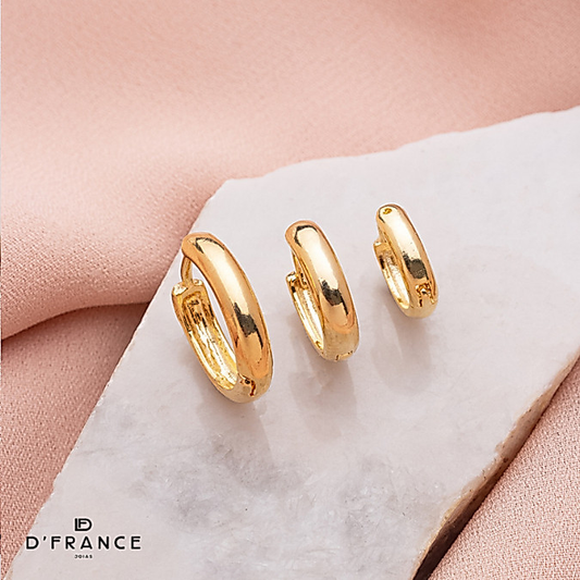 Trio De Argolas Lisas Banhado a Ouro 18K - D France Semijóias