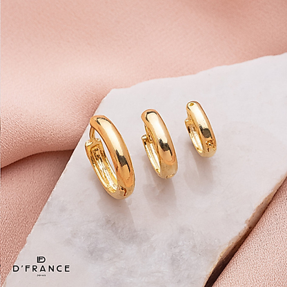 Trio De Argolas Lisas Banhado a Ouro 18K - D France Semijóias