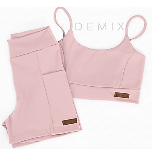 Conjunto Academia Corrida Treino Poliamida Zero Transparência shorts e Top de Alça