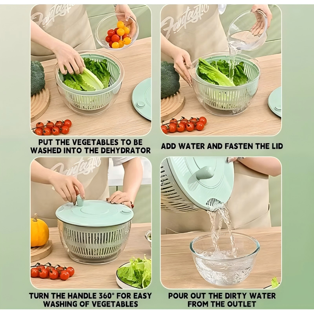 Centrífuga De Salada Secador Verduras Manual 5 Litros