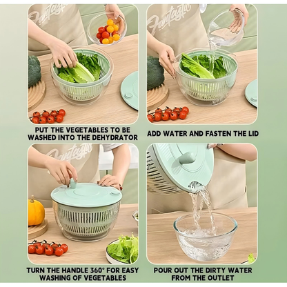 Centrífuga De Salada Secador Verduras Manual 5 Litros