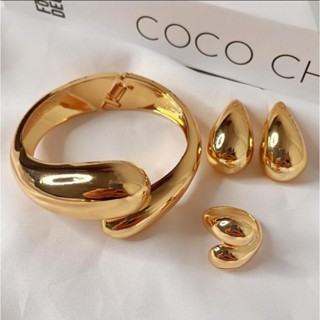 Conjunto Gota Pingo Bracelete, Anel e Brinco