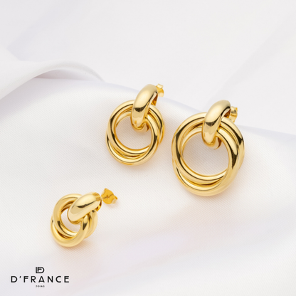 Brinco Argola Elos Entrelaçados Pequeno Banhado a Ouro 18K - D France Semijóias