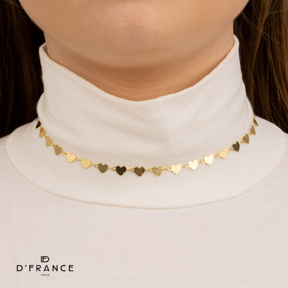 Chocker Corações Lisos Banhado a Ouro 18K - D France Semijóias