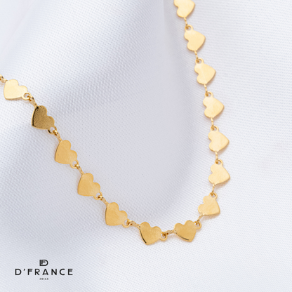 Chocker Corações Lisos Banhado a Ouro 18K - D France Semijóias