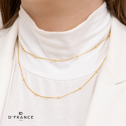 Colar Feminino Com Bolinhas Douradas Banhado a Ouro 18K- D France Semijóias
