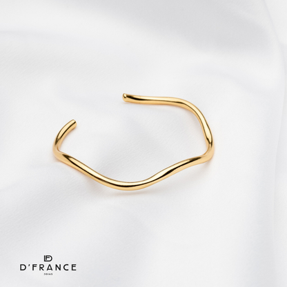 Conjunto Choker Aro e Bracelete Ondas Ajustável Banhado a Ouro 18K - D France Semijóias
