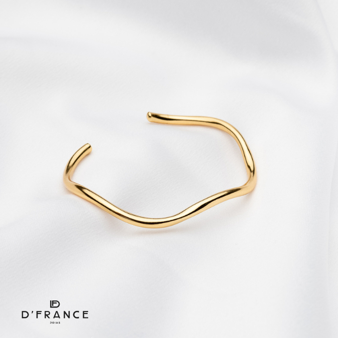Bracelete Ondas Regulável Banhado a ouro 18K - D France Semijóias