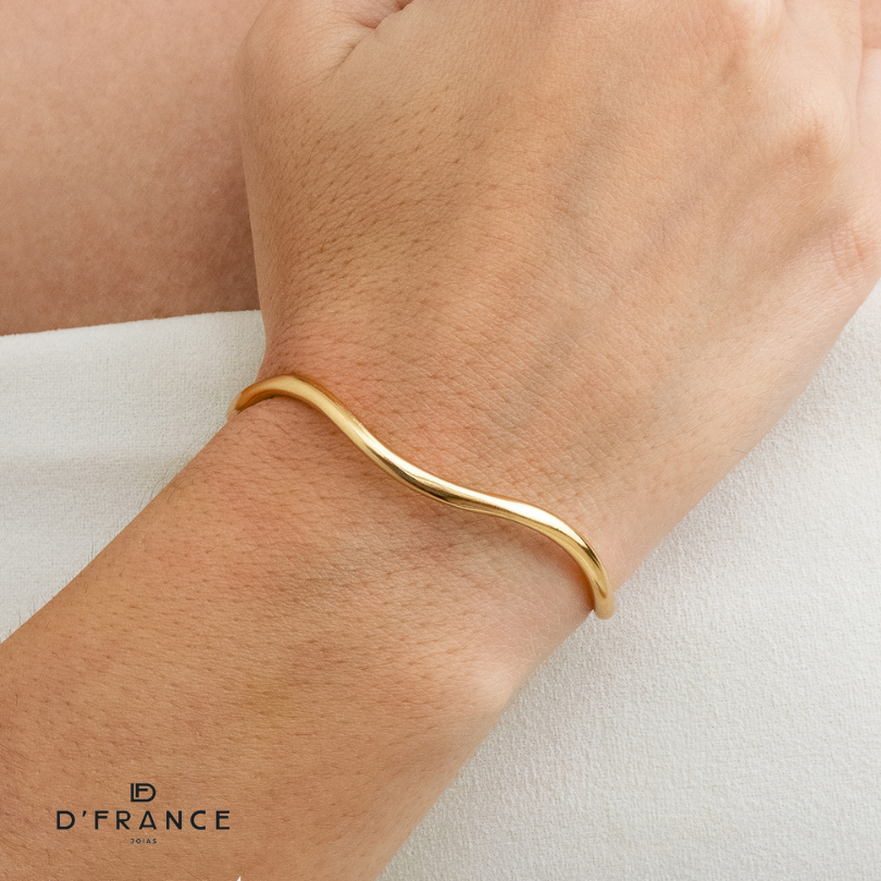 Bracelete Ondas Regulável Banhado a ouro 18K - D France Semijóias