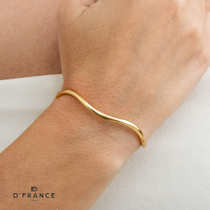 Bracelete Ondas Regulável Banhado a ouro 18K - D France Semijóias