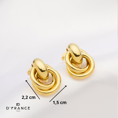 Brinco Argola Elos Entrelaçados Pequeno Banhado a Ouro 18K - D France Semijóias