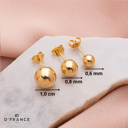 Trio De Brincos Bolinhas Douradas Banhado a Ouro 18K - D France Semijóias