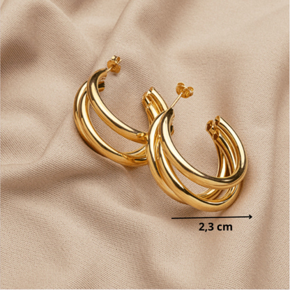 Brinco Circulo Três Voltas Banhado a Ouro 18K - D France Semijóias
