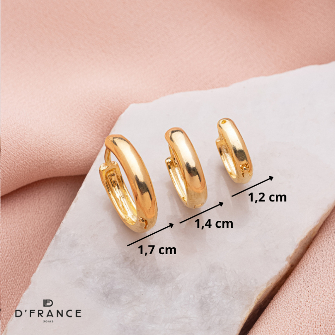 Trio De Argolas Lisas Banhado a Ouro 18K - D France Semijóias