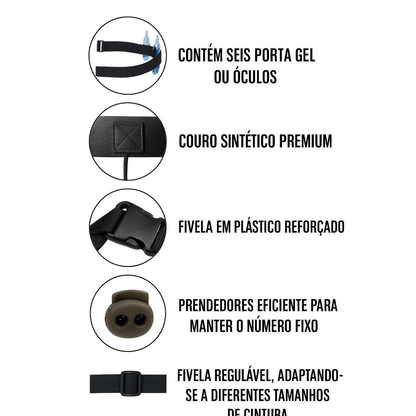 Cinto Porta Número Para Corrida Triathlon Ciclismo Gel Carbo