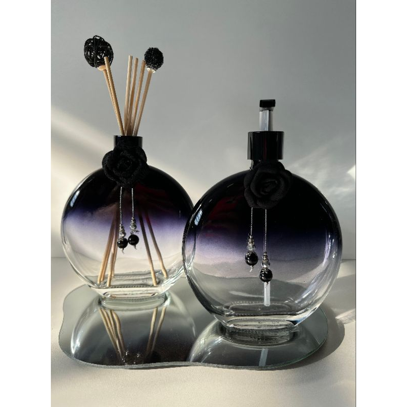 Kit Lavabo Luxo com Bandeja Espelhada, Porta Sabonete e Difusor