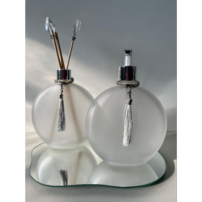 Kit Lavabo Luxo com Bandeja Espelhada, Porta Sabonete e Difusor