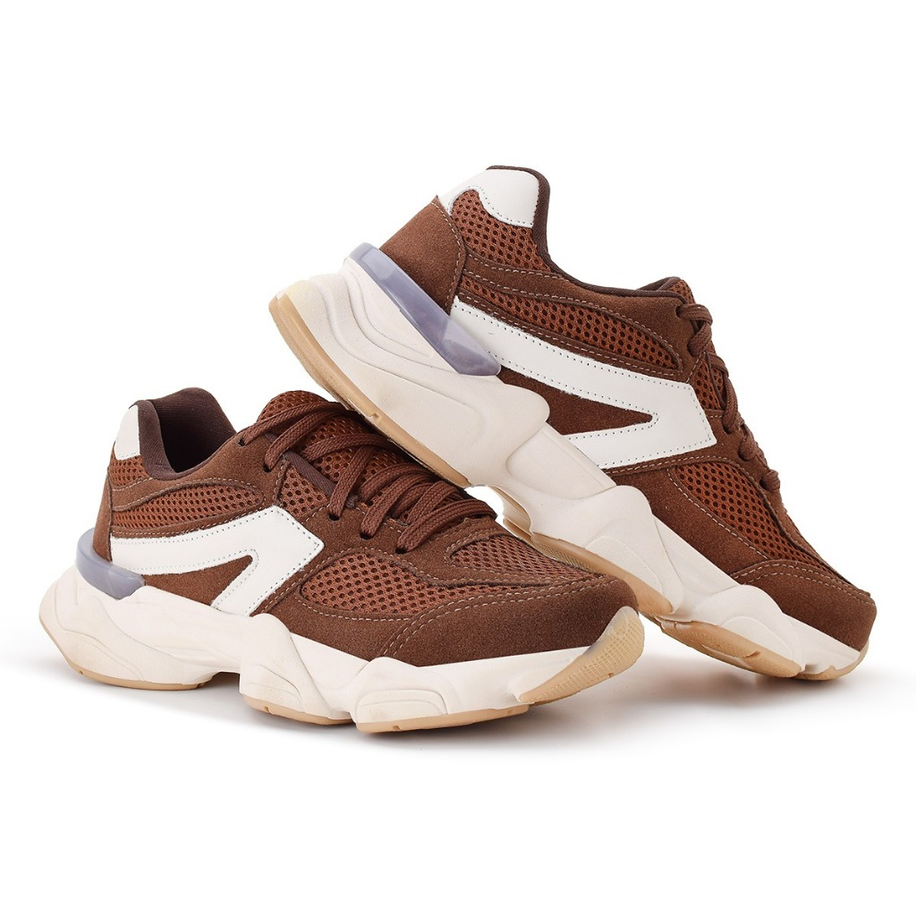 Tênis Feminino Esportivo Sneacker Chunky Academia Marrom Terra