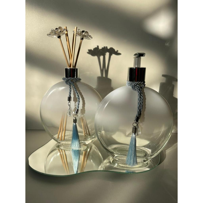 Kit Lavabo Luxo com Bandeja Espelhada, Porta Sabonete e Difusor