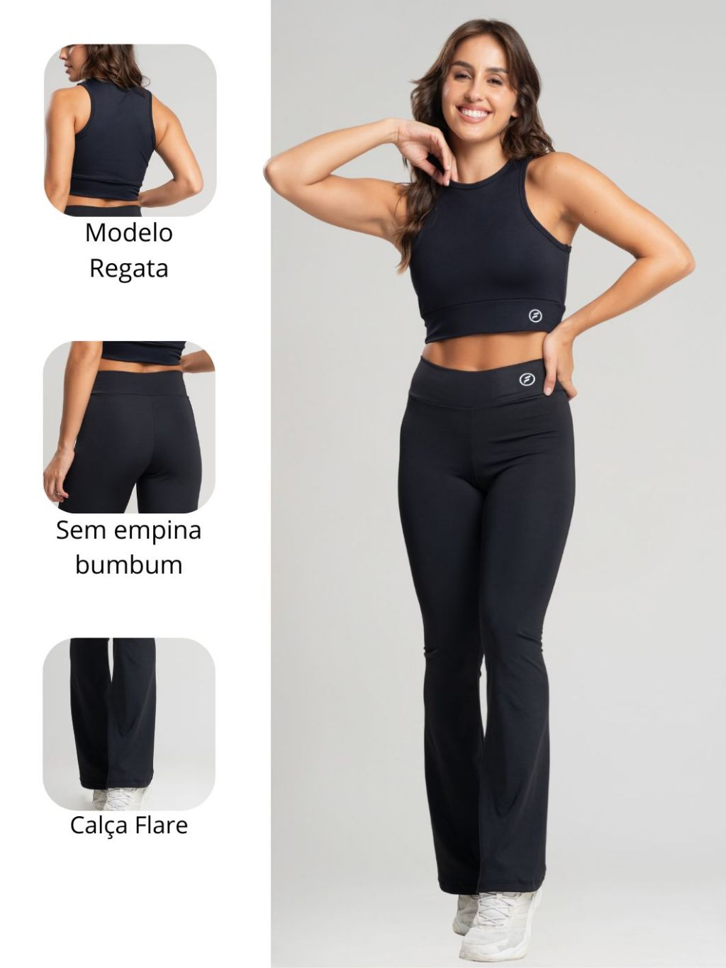 Conjunto para Academia Feminina – Calça Flare Bailarina e Top Regata Conforto e Sustentação