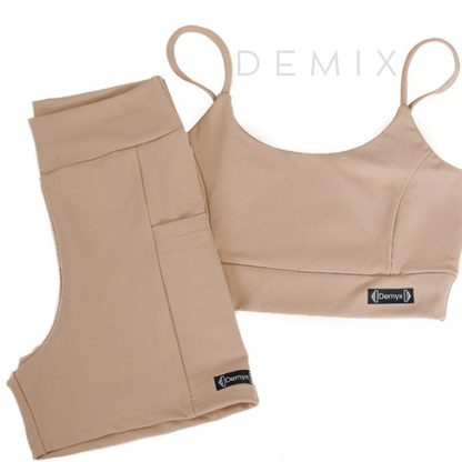 Conjunto Academia Corrida Treino Poliamida Zero Transparência shorts e Top de Alça