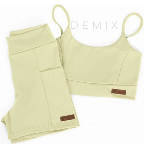 Conjunto Academia Corrida Treino Poliamida Zero Transparência shorts e Top de Alça