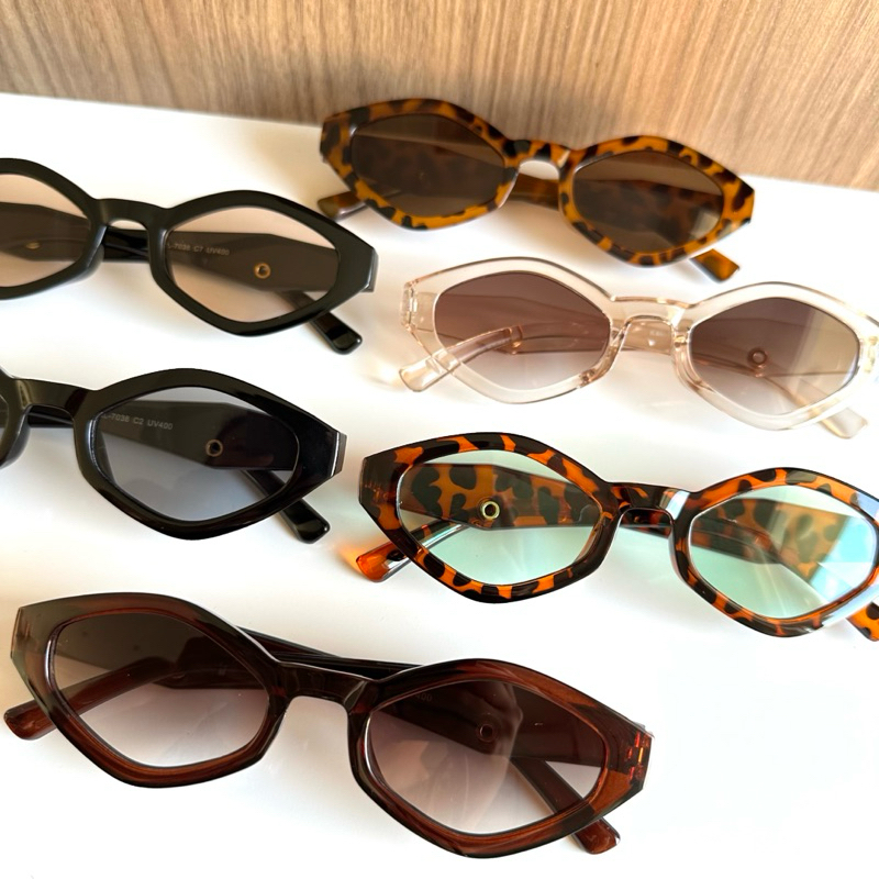 Óculos de Sol Feminino Poligonal Unissex UV400 Proteção Solar Várias Cores da Moda
