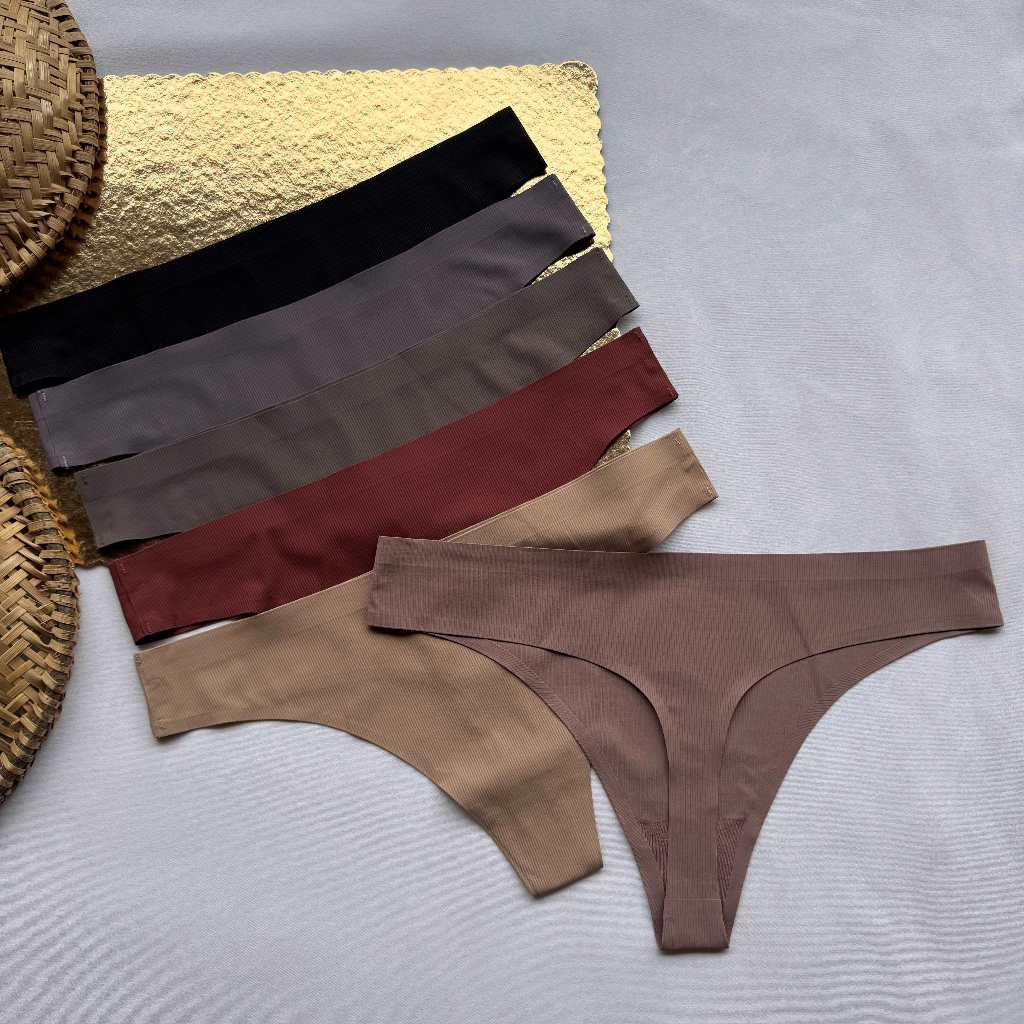 Kit Calcinhas Fio Canelada Corte a Laser Sem Costura Poliamida Lingerie Fio Dental Importada Tanga