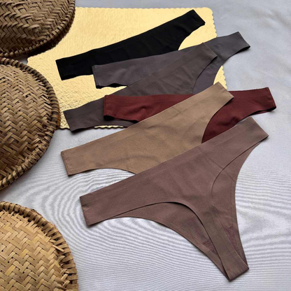 Kit Calcinhas Fio Canelada Corte a Laser Sem Costura Poliamida Lingerie Fio Dental Importada Tanga