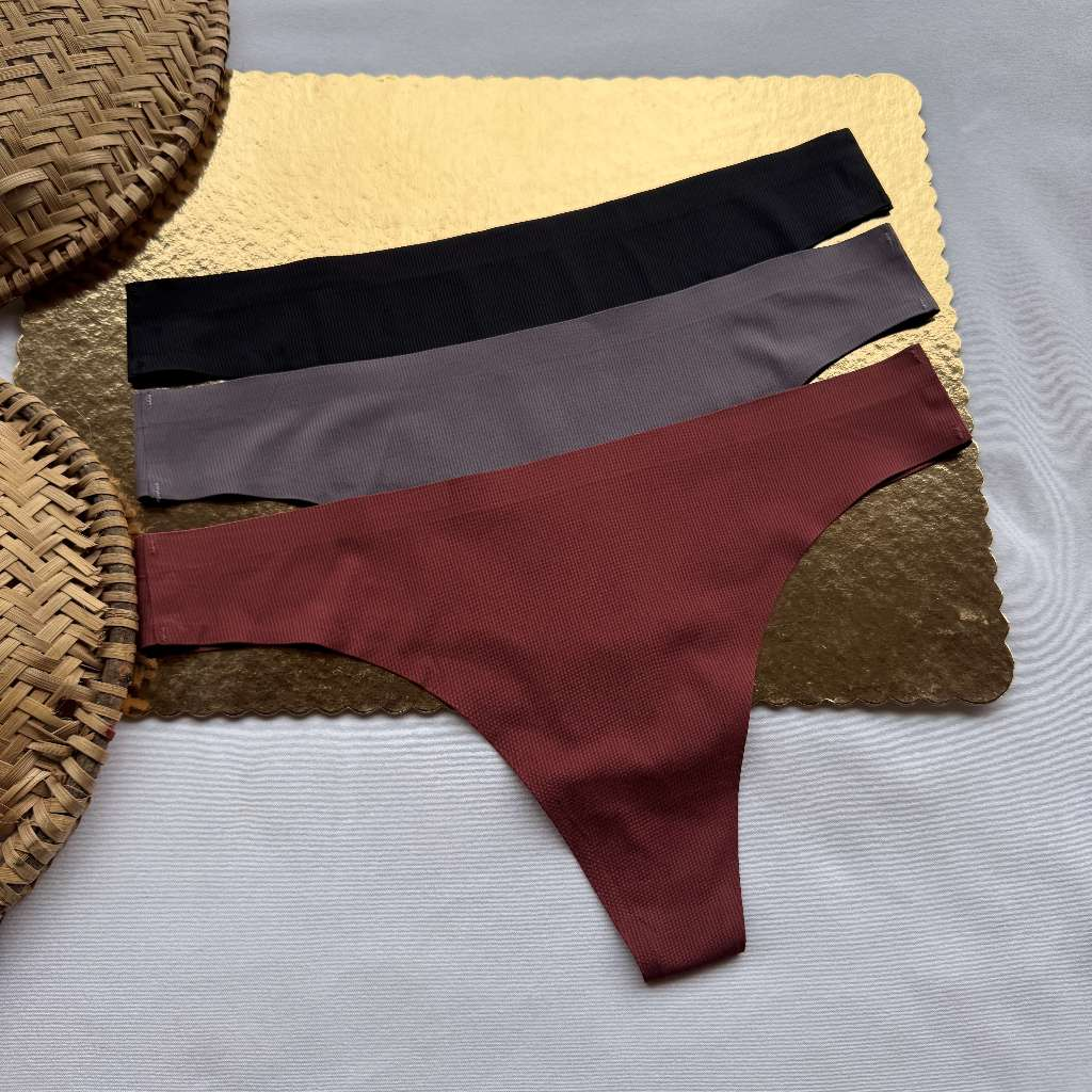 Kit Calcinhas Fio Canelada Corte a Laser Sem Costura Poliamida Lingerie Fio Dental Importada Tanga