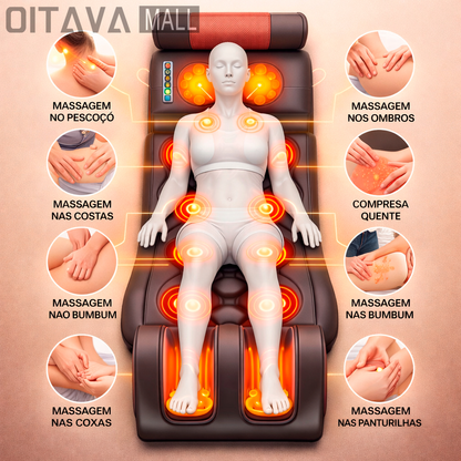 Colchão Massageador Shiatsu com Aquecimento, Airbag, Vibração e Controle Remoto