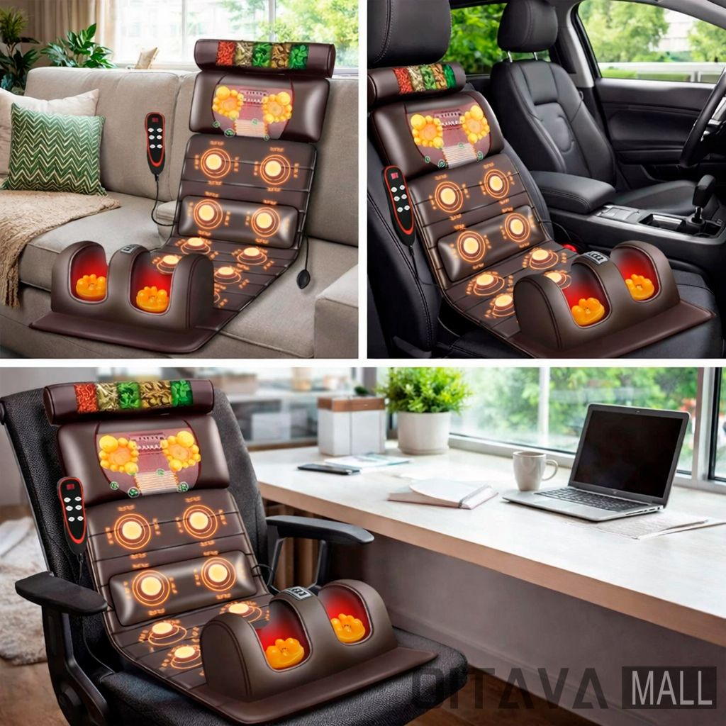 Colchão Massageador Shiatsu com Aquecimento, Airbag, Vibração e Controle Remoto