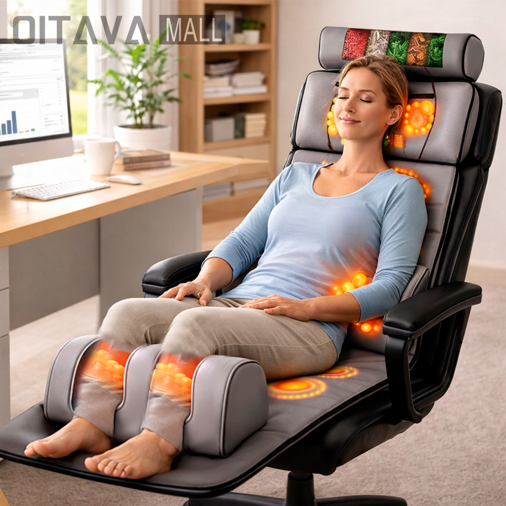 Colchão Massageador Shiatsu com Aquecimento, Airbag, Vibração e Controle Remoto