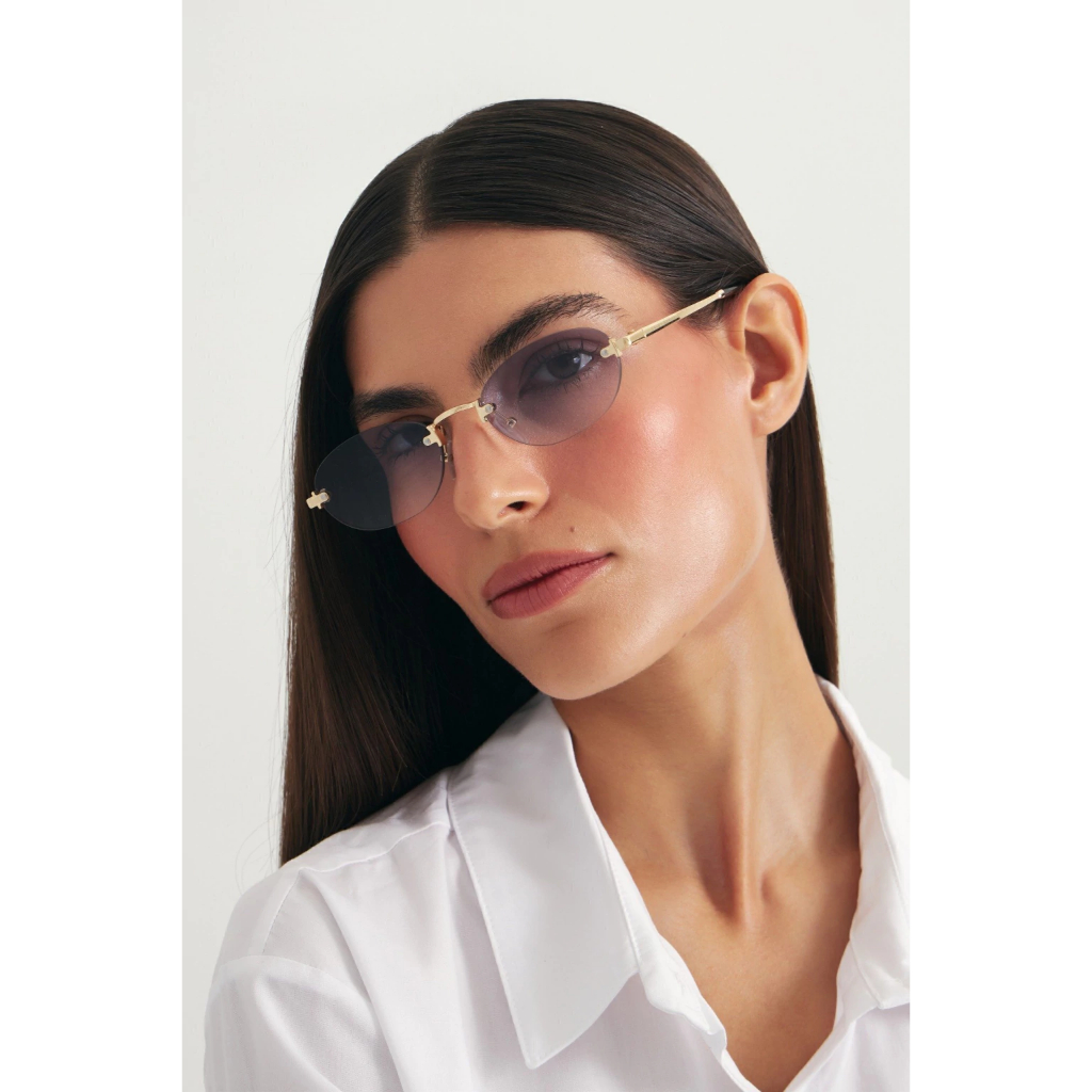 Óculos de Sol Oval Napoli com Lente Azul Unissex UV400 Sem Aro