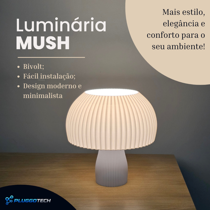 Abajur Luminária de Mesa Cogumelo Cabeceira Mush Design Moderno Minimalista Quarto Sala Escritório