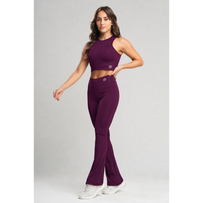 Conjunto Fitness Feminino Flare Bailarina com Top Regata