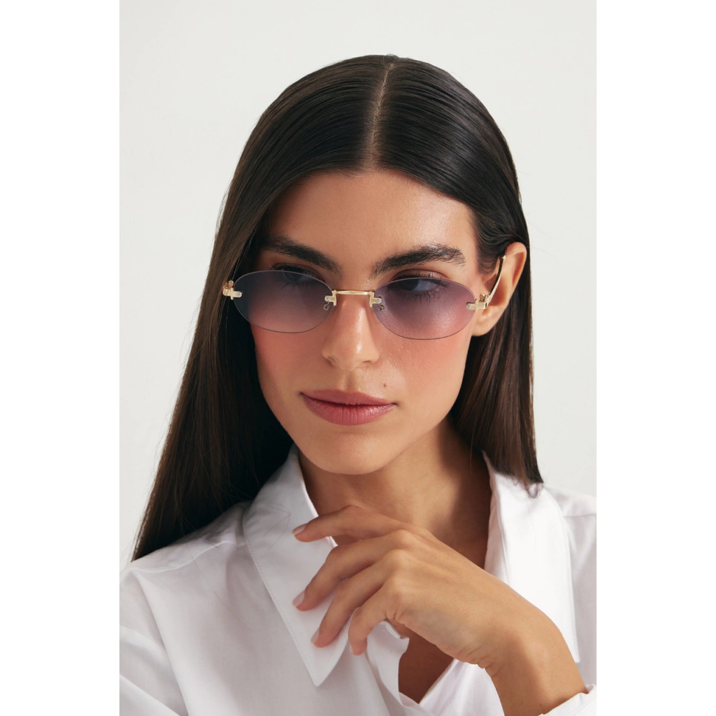 Óculos de Sol Oval Napoli com Lente Azul Unissex UV400 Sem Aro